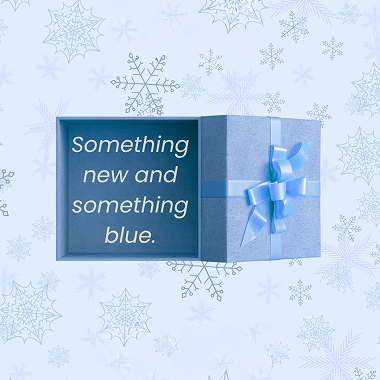 Snowflakes and blue package - something new and something blue